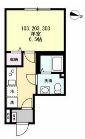 ベイルーム湘南平塚(1K/1階)の間取り写真
