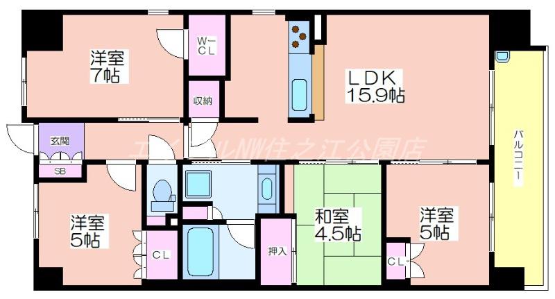 大阪ベイレジデンス(4LDK/9階)の間取り写真
