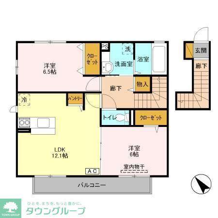 サンモール B棟(2LDK/2階)の間取り写真