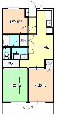 スクウェアーパレス(3DK/4階)の間取り写真