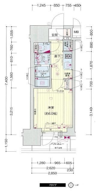 プレサンス松屋町駅前(1K/3階)の間取り写真
