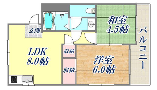 リッチハイム(2LDK/2階)の間取り写真