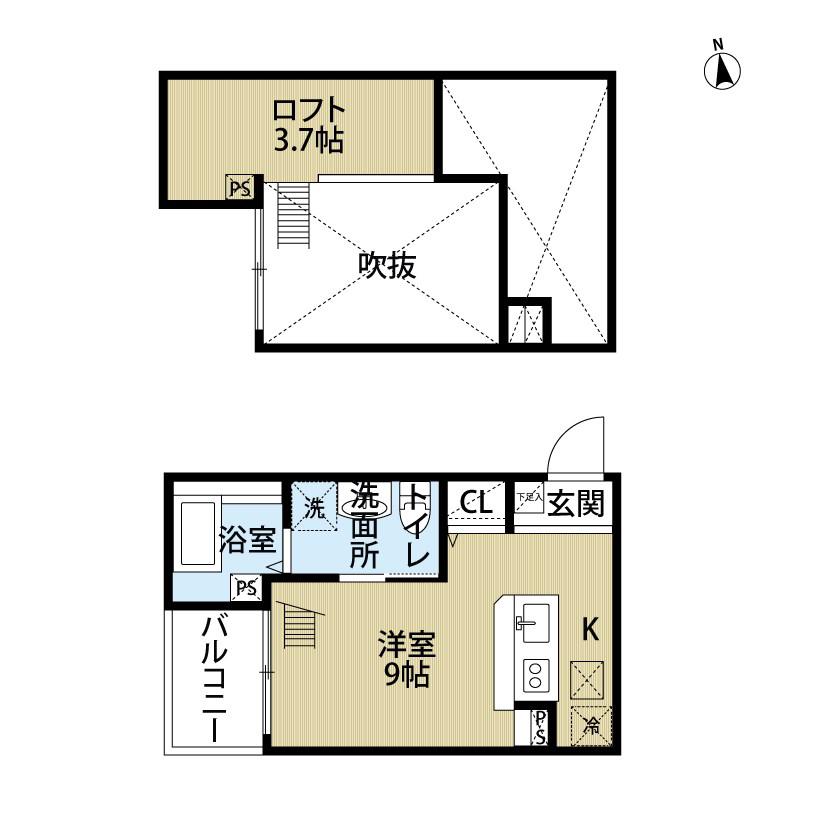ベーネ二瀬町(1K/1階)の間取り写真
