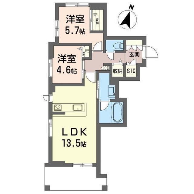 ウイスタリア(2LDK/1階)の間取り写真