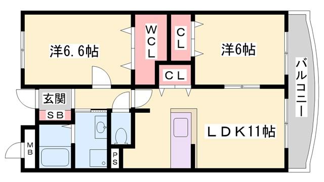 サニーガーデンII(2LDK/3階)の間取り写真