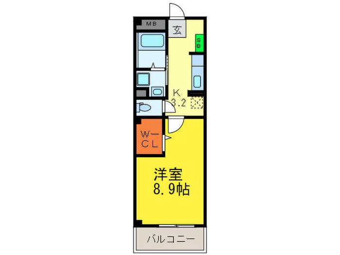 JR関西本線 柏原駅(大阪) 徒歩4分 3階建 築14年(1K/2階)の間取り写真