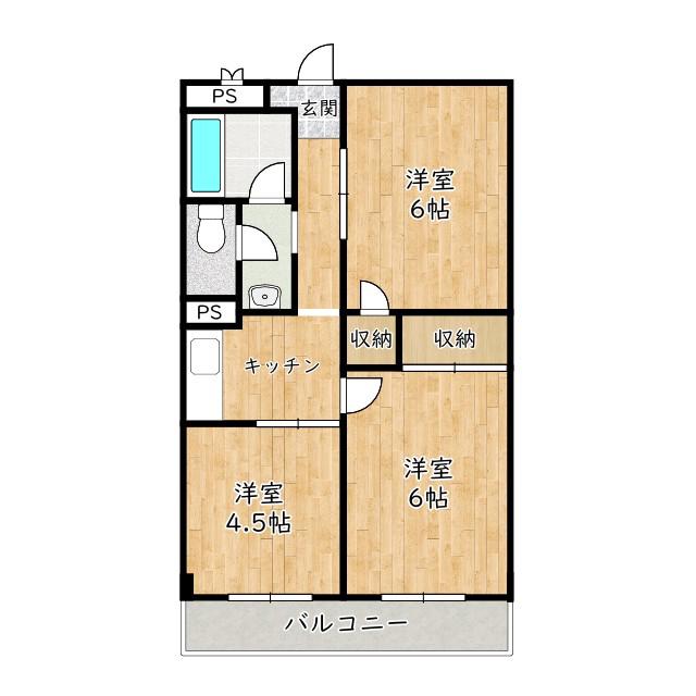 椋本マンション(3DK/3階)の間取り写真
