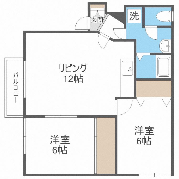リラコート八軒(2LDK/1階)の間取り写真