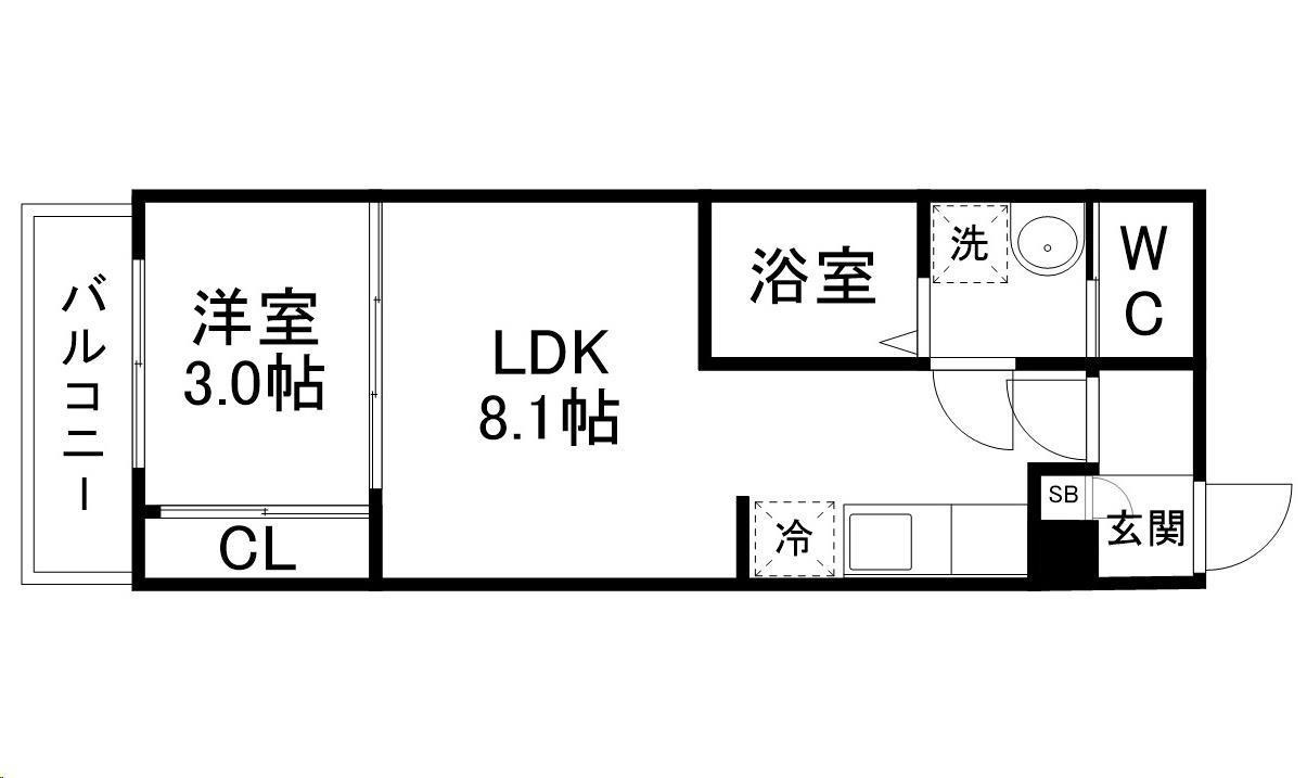 ブラン台原(1LDK/2階)の間取り写真