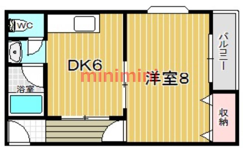 ガーデンパレス茨木(1DK/4階)の間取り写真