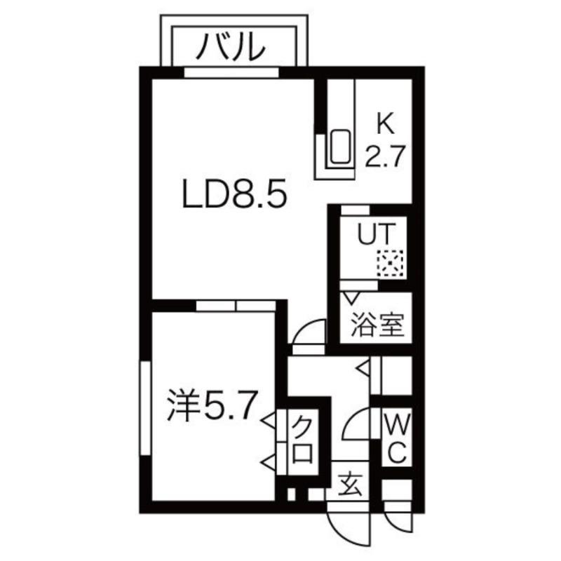ミルキーウェイ菊水(1LDK/4階)の間取り写真