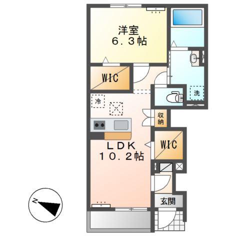 EMERAUDE CHATEAU(1LDK/1階)の間取り写真