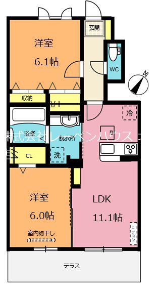KIRALAA(2LDK/1階)の間取り写真