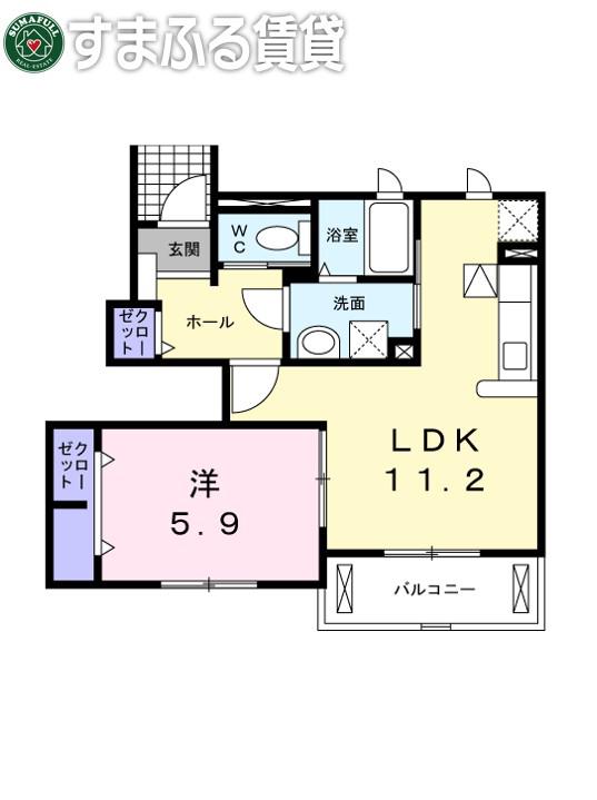 メゾ フォルテ(1LDK/1階)の間取り写真
