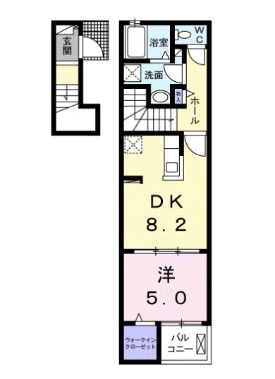 ハミングバ一ドI(1DK/2階)の間取り写真