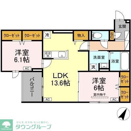 SERENE TERA(2LDK/2階)の間取り写真