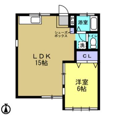 咲田フジハイツ(1LDK/1階)の間取り写真
