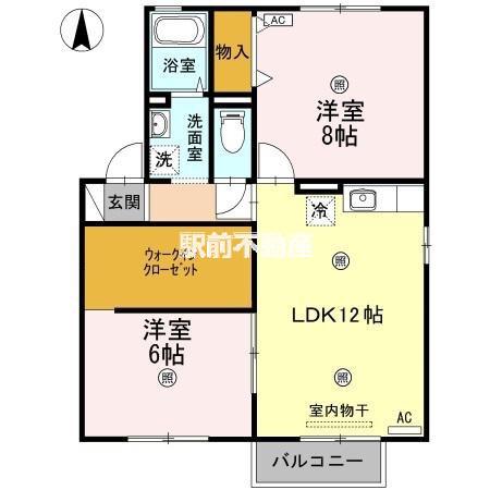 メゾン プレド パルクB棟(2LDK/2階)の間取り写真