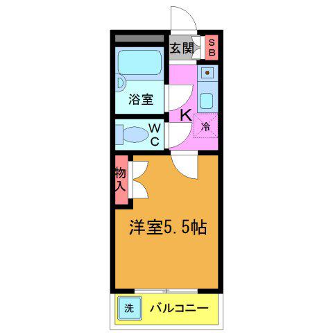 ハイツ市川(1K/3階)の間取り写真