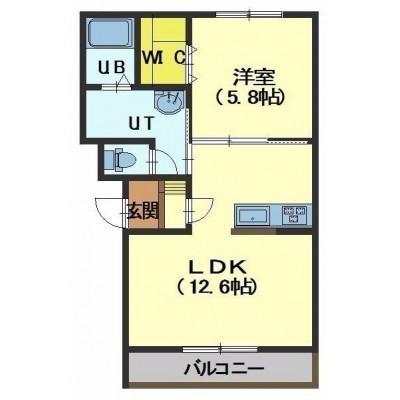 函館市電湯川線 駒場車庫前駅 徒歩21分 4階建 築9年(1LDK/2階)の間取り写真