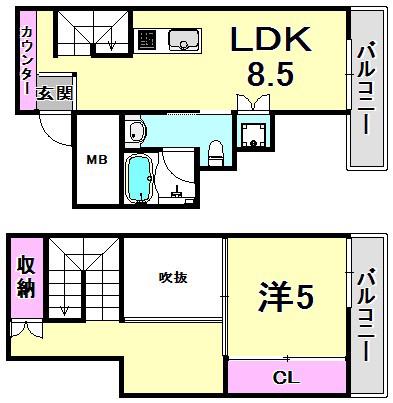 キャトルセゾン(1LDK/3階)の間取り写真