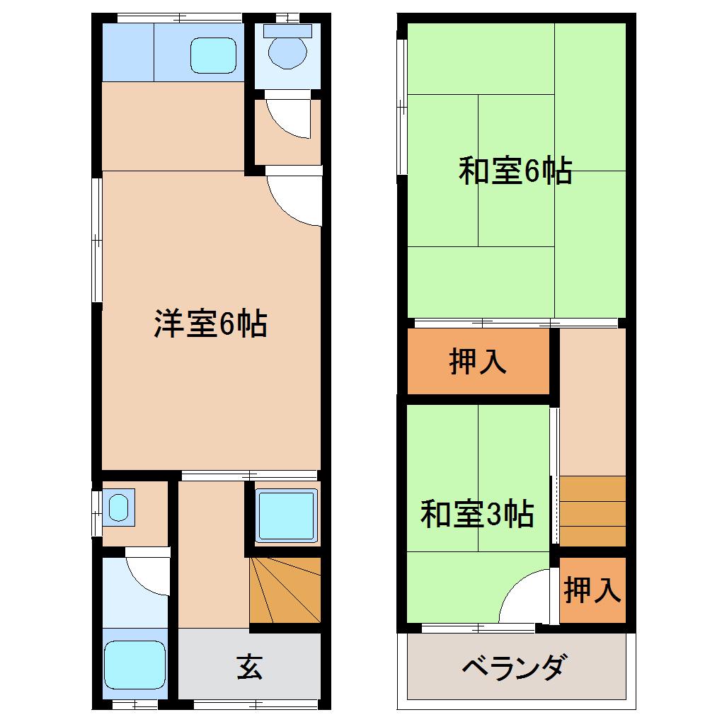 大庄北5丁目テラス(3K/1階)の間取り写真