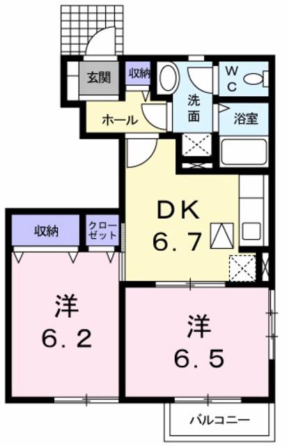 アレグレッチェB(2DK/1階)の間取り写真
