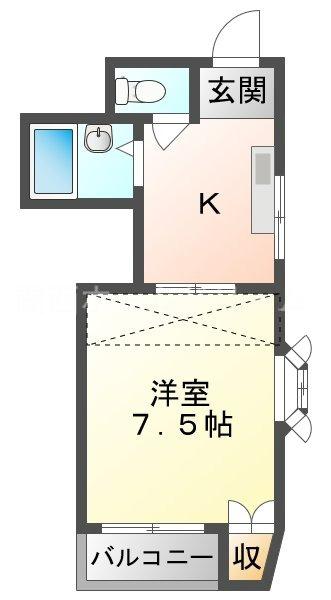 エクセル上島頭(1K/4階)の間取り写真