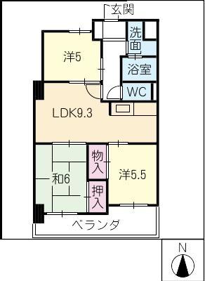 スカル上条(3DK/1階)の間取り写真