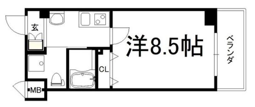 JPレジデンス大阪城東(1K/7階)の間取り写真