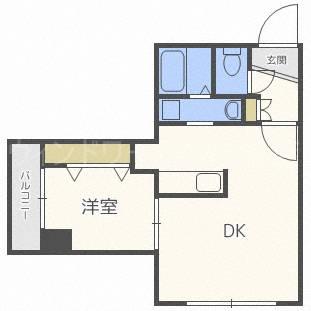 カサ・ヴェルデ平岸(1LDK/3階)の間取り写真