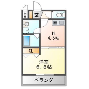 ステラウッド高鷲(1DK/1階)の間取り写真