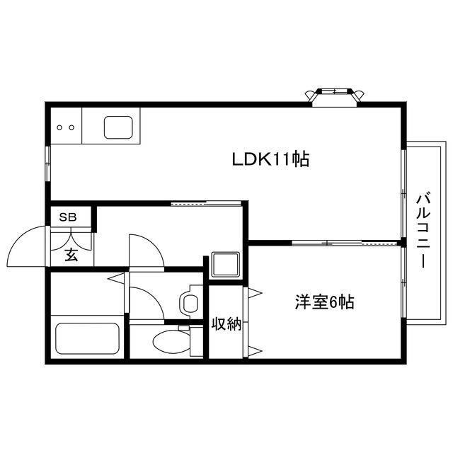 エスポワール・ヌーボー(1LDK/2階)の間取り写真
