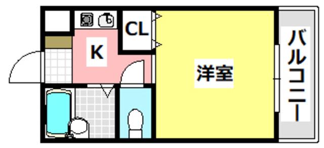 セレント茨木鮎川(1K/2階)の間取り写真