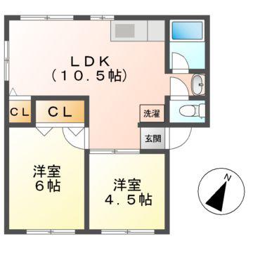 メゾンきんごろー A・B棟(2LDK/1階)の間取り写真