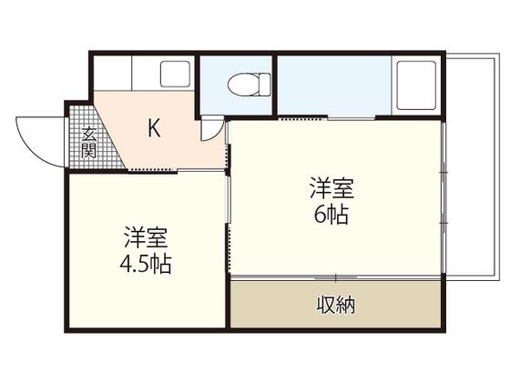 ビレッジハウス安古市 5号棟(2K/4階)の間取り写真
