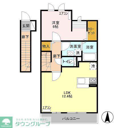 エアル花水木(1LDK/2階)の間取り写真