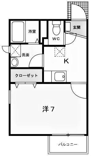 アンジェ(1K/1階)の間取り写真