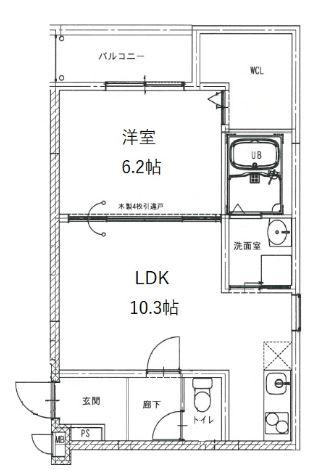 プリマヴェーラ高倉(1LDK/2階)の間取り写真