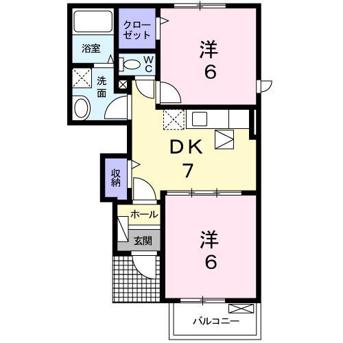 サンパティオI(2DK/1階)の間取り写真