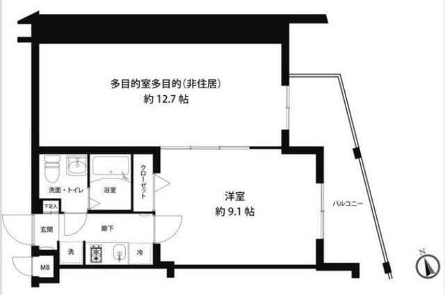 レオーネ馬込(1K/4階)の間取り写真