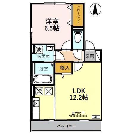 グラン・エルレB(1LDK/1階)の間取り写真