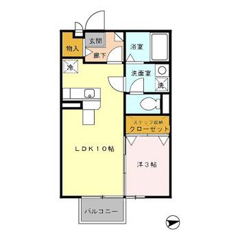 メゾン糺B(1LDK/2階)の間取り写真