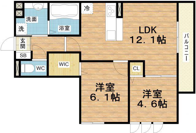 ロイヤルコート緑橋(2LDK/3階)の間取り写真