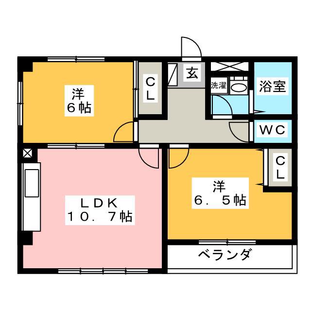 ピソアネシス(2LDK/1階)の間取り写真