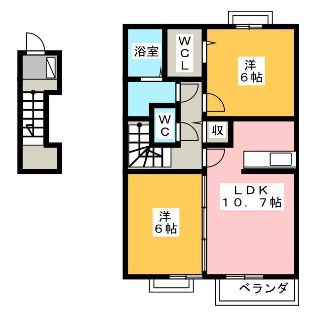 パークサイドハウス 1(2LDK/2階)の間取り写真