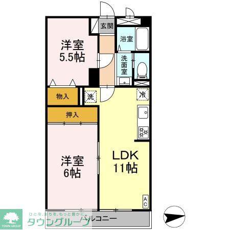エーデルワイス(2LDK/2階)の間取り写真