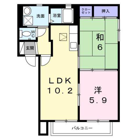 ピエス赤井B(2LDK/1階)の間取り写真