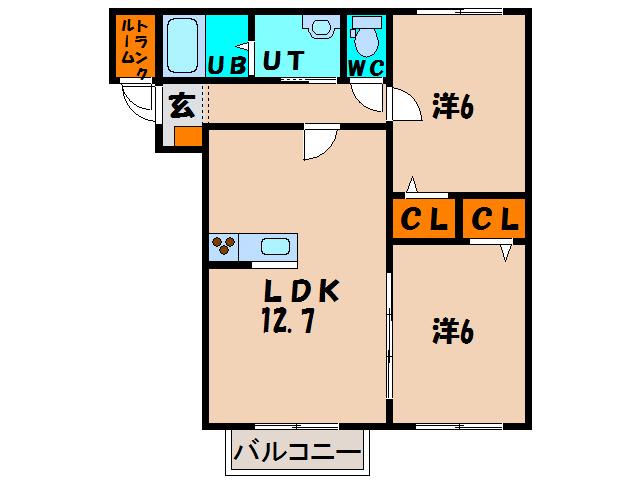 ウィンレジデンス(2LDK/3階)の間取り写真