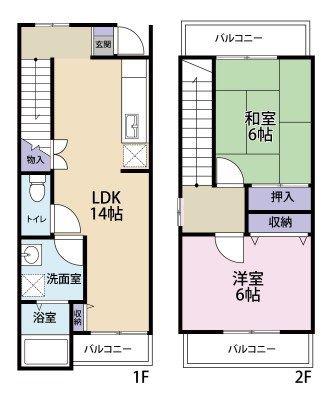 ヴィブレ1(2LDK/1階)の間取り写真